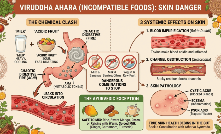 Wrong Combinations (Viruddha Ahara): Why Mixing Milk and Fruit is Harming Your Skin